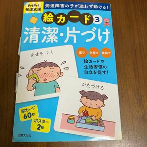 発達支援　絵カード　清潔・片づけ　絵カード60枚　ポスター2枚　世界文化社　美品　