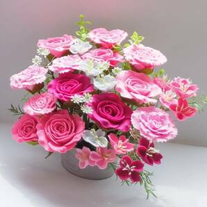 ☆フェルトで作ったピンクのバラの花とカーネーションの花、可愛い花たち☆の画像6