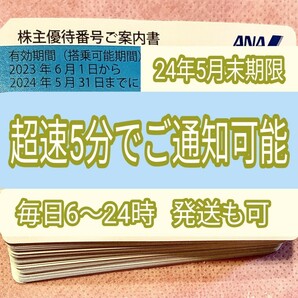 いつでも超速5分 番号通知です 発送も可 GWもOK ANA 全日空 株主優待券 搭乗期限24年5月末 1枚 2枚 3枚 4枚 5〜9枚 国内便 割引dの画像1