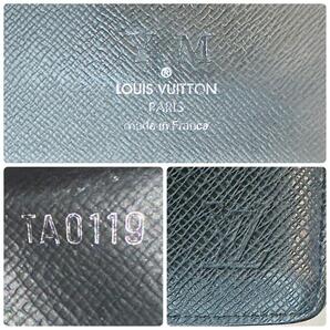 美品 ルイヴィトン LOUIS VUITTON ポルトフォイユ ロン 長財布 タイガ M33402 札入れ 二つ折り 薄型 ウォレット ブラック 黒 メンズ の画像6