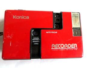 ●【ト足】KONICA コニカ RECORDER 35mm / HEXANON 24mm F4 レコーダー コンパクト フィルムカメラ ハーフカメラ レッド CA084ZZG11