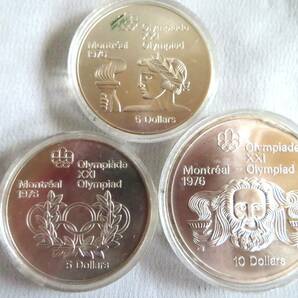 ●【ト足】②銀貨 まとめ売り セット Montrial 1976 Olympiade XXI 10 5 Dollars ELIZABETH Ⅱ カナダ 1974 CE682ZZG23の画像1