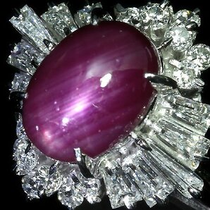 UZ11395T【1円～】新品【RK宝石】《Star Ruby》天然非加熱スタールビー 大粒4.14ct! 極上ダイヤモンド 総計0.96ct Pt900 高級リング ダイヤの画像3