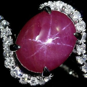 MM11293S【1円～】新品【RK宝石】《Star Ruby》天然非加熱スタールビー 大粒4.904ct 極上ダイヤモンド 0.51ct Pt900 高級リング ダイヤの画像1