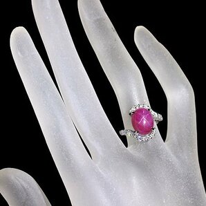 MM11293S【1円～】新品【RK宝石】《Star Ruby》天然非加熱スタールビー 大粒4.904ct 極上ダイヤモンド 0.51ct Pt900 高級リング ダイヤの画像6