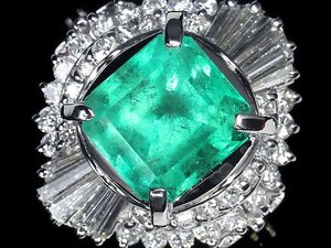 ZM11354T【1円～】新品【RK宝石】≪Emerald≫ 極上エメラルド 大粒2.26ct!! 極上ダイヤモンド 総計0.74ct Pt900 超高級リング ダイヤ