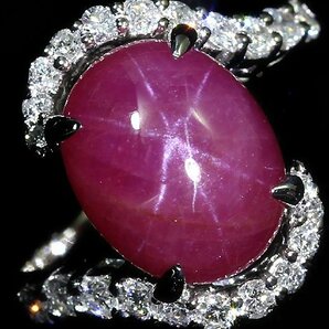 MM11293S【1円～】新品【RK宝石】《Star Ruby》天然非加熱スタールビー 大粒4.904ct 極上ダイヤモンド 0.51ct Pt900 高級リング ダイヤの画像2