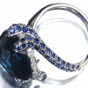 GV10635SS【1円～】新品【RK宝石】極上ロンドンブルートパーズ 特大13.58ct!! 極上サファイア 極上ダイヤモンド K18WG 高級リング ダイヤの画像3