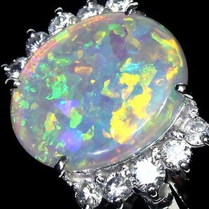 KV11269SS【1円～】新品【RK宝石】≪opal≫ 魅惑の遊色!! 極上オパール 大粒1.9ct!! 極上ダイヤモンド Pt900 高級リング ダイヤの画像4