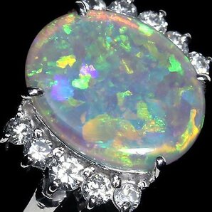 KV11269SS【1円～】新品【RK宝石】≪opal≫ 魅惑の遊色!! 極上オパール 大粒1.9ct!! 極上ダイヤモンド Pt900 高級リング ダイヤの画像2