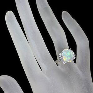 KV11269SS【1円～】新品【RK宝石】≪opal≫ 魅惑の遊色!! 極上オパール 大粒1.9ct!! 極上ダイヤモンド Pt900 高級リング ダイヤの画像6