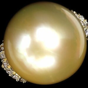 MM11299S【1円～】新品【RK宝石】≪Pearl≫ ゴールデンパール 特大 約15.0ｍｍ珠!! 極上ダイヤモンド K18 高級リング 白蝶真珠 ダイヤの画像3