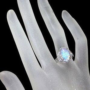 MO11218T【1円～】新品【RK宝石】≪opal≫ 極上ウォーターオパール 大粒3.75ct!! 極上ダイヤモンド 総計0.6ct Pt900 高級リング ダイヤの画像6