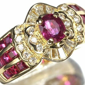 MV10583S【1円～】新品【RK宝石】≪RUBY≫ 豪華絢爛! 極上ルビー 0.65ct 極上脇石ルビー総計1.1ct 極上ダイヤモンド K18 高級リング ダイヤの画像2