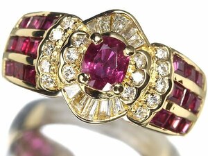 MV10583S【1円～】新品【RK宝石】≪RUBY≫ 豪華絢爛! 極上ルビー 0.65ct 極上脇石ルビー総計1.1ct 極上ダイヤモンド K18 高級リング ダイヤ