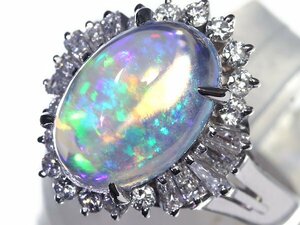 MO11218T【1円～】新品【RK宝石】≪opal≫ 極上ウォーターオパール 大粒3.75ct!! 極上ダイヤモンド 総計0.6ct Pt900 高級リング ダイヤ