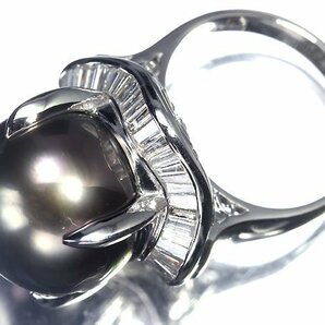 GI11102T【1円～】新品【RK宝石】《Pearl》黒蝶真珠 特大 約14.6ｍｍ珠 極上ダイヤモンド 1.02ct Pt900 高級リング 南洋真珠 パール ダイヤの画像4