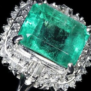 UM11305S【1円～】新品【RK宝石】≪Emerald≫ 瑞々しい輝き!! 極上エメラルド 大粒2.464ct! 上質ダイヤモンド Pt900 高級リング ダイヤの画像3