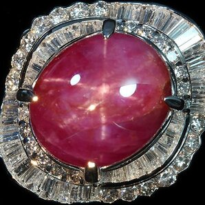 VII11116T【1円～】新品【RK宝石】《Star Ruby》天然非加熱スタールビー 超特大18.8ct 極上ダイヤモンド 3.25ct Pt900 超高級リング ダイヤの画像1