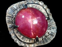 VII11116T【1円～】新品【RK宝石】《Star Ruby》天然非加熱スタールビー 超特大18.8ct 極上ダイヤモンド 3.25ct Pt900 超高級リング ダイヤ_画像3