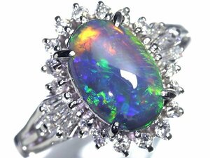 OR11212T[1 jpy ~] new goods [RK gem ]{opal} god .. gem!! natural black opal large grain 1.4ct finest quality diamond Pt900 high class ring diamond 