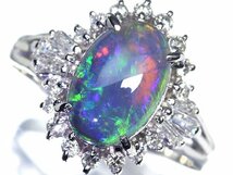 OR11212T【1円～】新品【RK宝石】≪opal≫ 神秘の宝石!! 天然ブラックオパール 大粒1.4ct 極上ダイヤモンド Pt900 高級リング ダイヤ_画像2