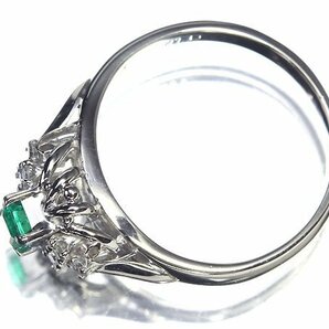 VK11458T【1円～】新品【RK宝石】《Emerald》美しいテリ艶!! 極上エメラルド 0.22ct 極上ダイヤモンド Pt900 高級リング ダイヤの画像3