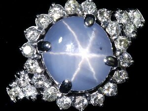 KG11460T【1円～】新品【RK宝石】≪Star Sapphire≫ 上質非加熱スターサファイア 大粒5.31ct! 極上ダイヤモンド K18WG 高級リング ダイヤ