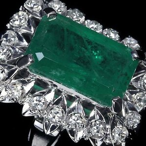 GM11476T【1円～】新品【RK宝石】≪Emerald≫ 鮮やかな色彩!! 天然エメラルド 特大4.17ct!! 極上ダイヤモンド Pt900 高級リング ダイヤの画像2