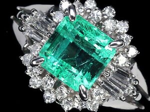 OR11474T[1 jpy ~] new goods finish [RK gem ]{Emerald} three . jewelry finest quality emerald large grain 0.97ct finest quality diamond Pt900 high class ring diamond 