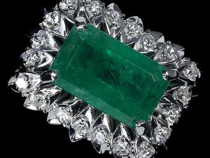 GM11476T[1 jpy ~] new goods [RK gem ]{Emerald} vivid color!! natural emerald extra-large 4.17ct!! finest quality diamond Pt900 high class ring diamond 