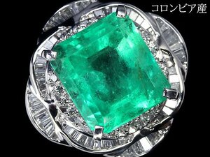 VVG11394T【1円～】新品【RK宝石】超希少!! コロンビア産 極上エメラルド 特大7.00ct 極上ダイヤモンド 0.8ct Pt900 超高級リング ダイヤ