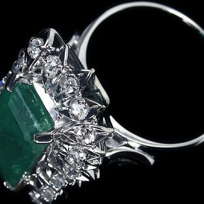 GM11476T【1円～】新品【RK宝石】≪Emerald≫ 鮮やかな色彩!! 天然エメラルド 特大4.17ct!! 極上ダイヤモンド Pt900 高級リング ダイヤの画像5