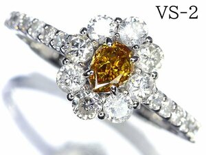 RZ2667SS[1 иен ~] новый товар [RK драгоценнный камень ]{Diamond}VS-2 первоклассный желтый бриллиант 0.332ct первоклассный бок камень прозрачный diamond общий итого 0.73ct Pt950 высококлассный кольцо 