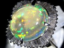 UO11475T【1円～】新品仕上【RK宝石】≪opal≫ 豪華!! 極上ファイアオパール 特大6.39ct 極上ダイヤモンド 0.91ct Pt900 高級リング ダイヤ_画像5