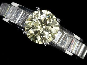 IKM11446SS[1 иен ~] новый товар отделка [RK драгоценнный камень ] первоклассный желтый бриллиант очень большой 1.007ct!! первоклассный бок камень прозрачный diamond 1.01ct K18WG супер высококлассный кольцо diamond 