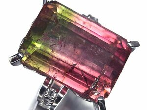 ZL9473T【売り切り】新品【RK宝石】≪Tourmaline≫極上ウォーターメロントルマリン 特大18.93ct 極上ダイヤモンド Pt900 高級リング ダイヤ