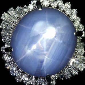 VIU11126T【売り切り】新品仕上【RK宝石】上質非加熱スターサファイア 超特大49.4ct 極上ダイヤモンド 2.04ct Pt900 超高級リング ダイヤの画像1