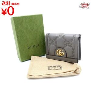 買蔵 GUCCI グッチ GGマトラッセ コンパクトウォレット 723786 レザー グレー