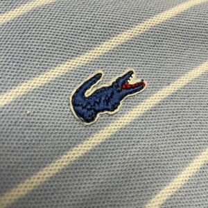 OLD lacoste ボーダー 半袖 ポロシャツ 水色 サックス Lサイズ ラコステ ヴィンテージ ビンテージ vintage 汚れあり（洗濯済み