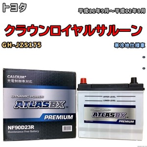 バッテリー ATLAS ATLASBX PREMIUM トヨタ クラウンロイヤルサルーン GH-JZS175 平成11年9月～平成12年8月 NF90D23R
