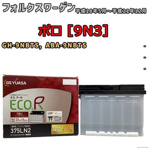 バッテリー GSユアサ フォルクスワーゲン ポロ [9N3] GH-9NBTS, ABA-9NBTS 平成18年5月～平成21年12月 ENJ-375LN2