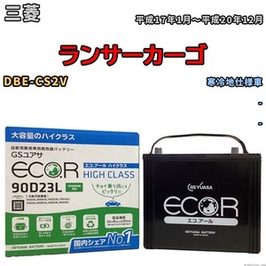 国産 バッテリー GSユアサ ECO.R HIGH CLASS 三菱 ランサーカーゴ DBE-CS2V 平成17年1月～平成20年12月 EC90D23LHC