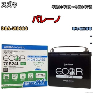 国産 バッテリー GSユアサ ECO.R HIGH CLASS スズキ バレーノ DBA-WB32S 平成28年3月～令和2年7月 EC70B24LHC