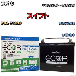 国産 バッテリー GSユアサ ECO.R HIGH CLASS スズキ スイフト DBA-ZC83S 平成29年1月～令和2年5月 EC70B24LHC