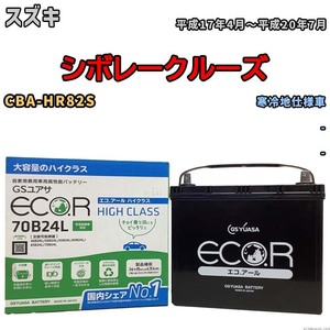 国産 バッテリー GSユアサ ECO.R HIGH CLASS スズキ シボレークルーズ CBA-HR82S 平成17年4月～平成20年7月 EC70B24LHC