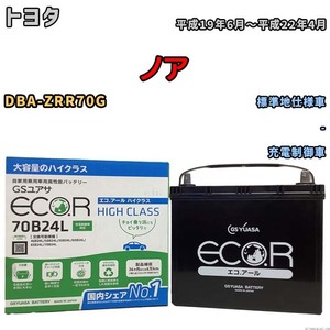 国産 バッテリー GSユアサ ECO.R HIGH CLASS トヨタ ノア DBA-ZRR70G 平成19年6月～平成22年4月 EC70B24LHC