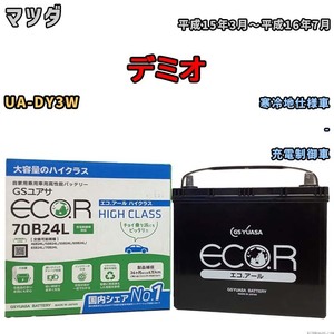 国産 バッテリー GSユアサ ECO.R HIGH CLASS マツダ デミオ UA-DY3W 平成15年3月～平成16年7月 EC70B24LHC