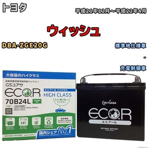 国産 バッテリー GSユアサ ECO.R HIGH CLASS トヨタ ウィッシュ DBA-ZGE20G 平成21年12月～平成22年4月 EC70B24LHC