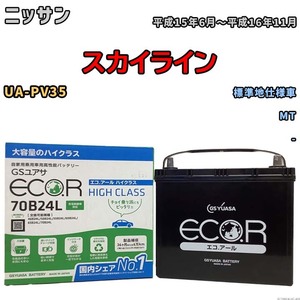 国産 バッテリー GSユアサ ECO.R HIGH CLASS ニッサン スカイライン UA-PV35 平成15年6月～平成16年11月 EC70B24LHC